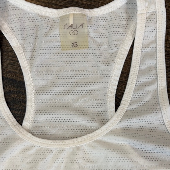 White Racerback Tank Top by Calla- size XS - Picture 3 of 4